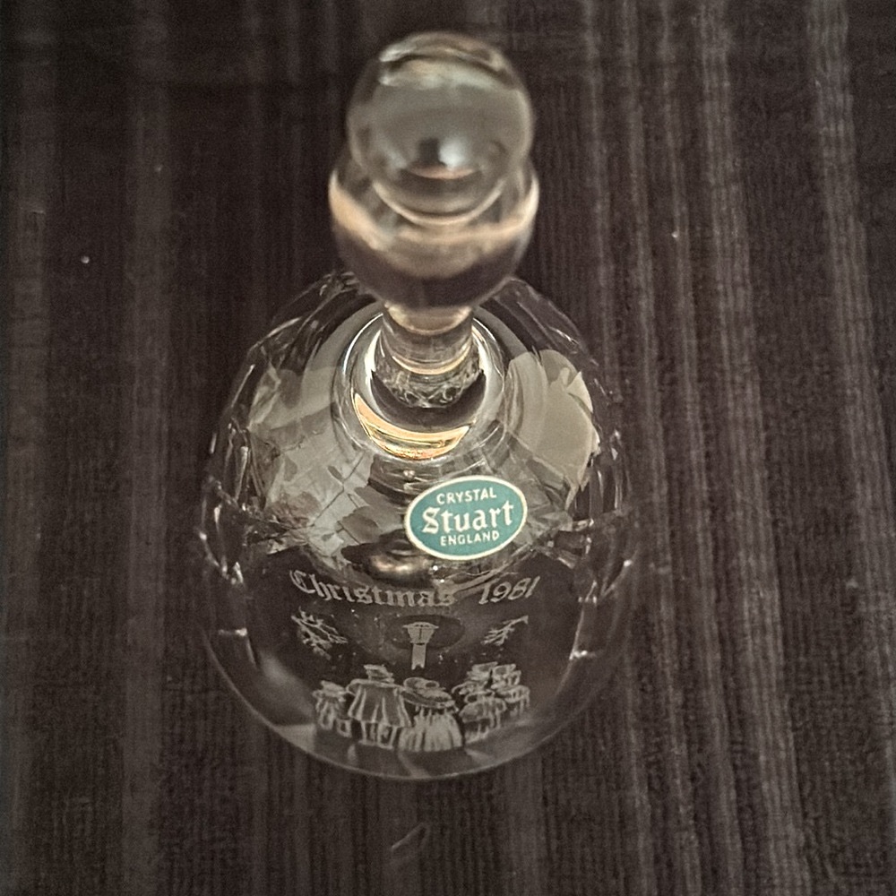 Vintage Stuart Crystal Etched Christmas 1981 Bell